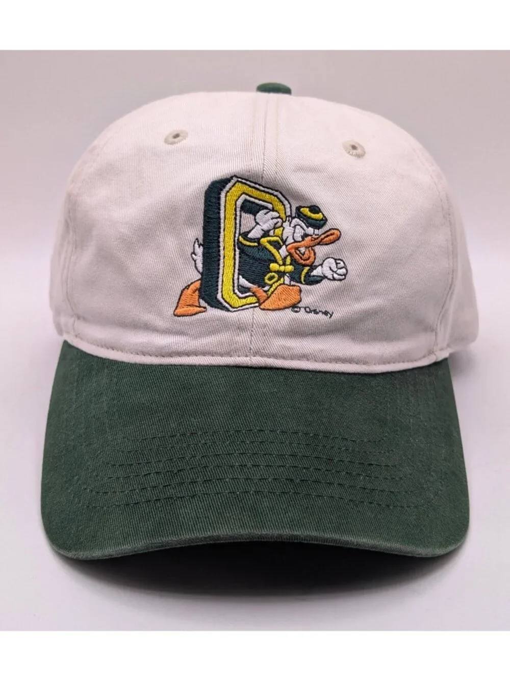 Vintage Oregon Ducks Hat Cap Disney Donald Duck Strap Back Green Colorful Retro